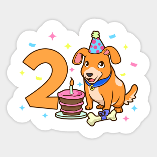 I am 2 with dog - kids birthday 2 years old Sticker